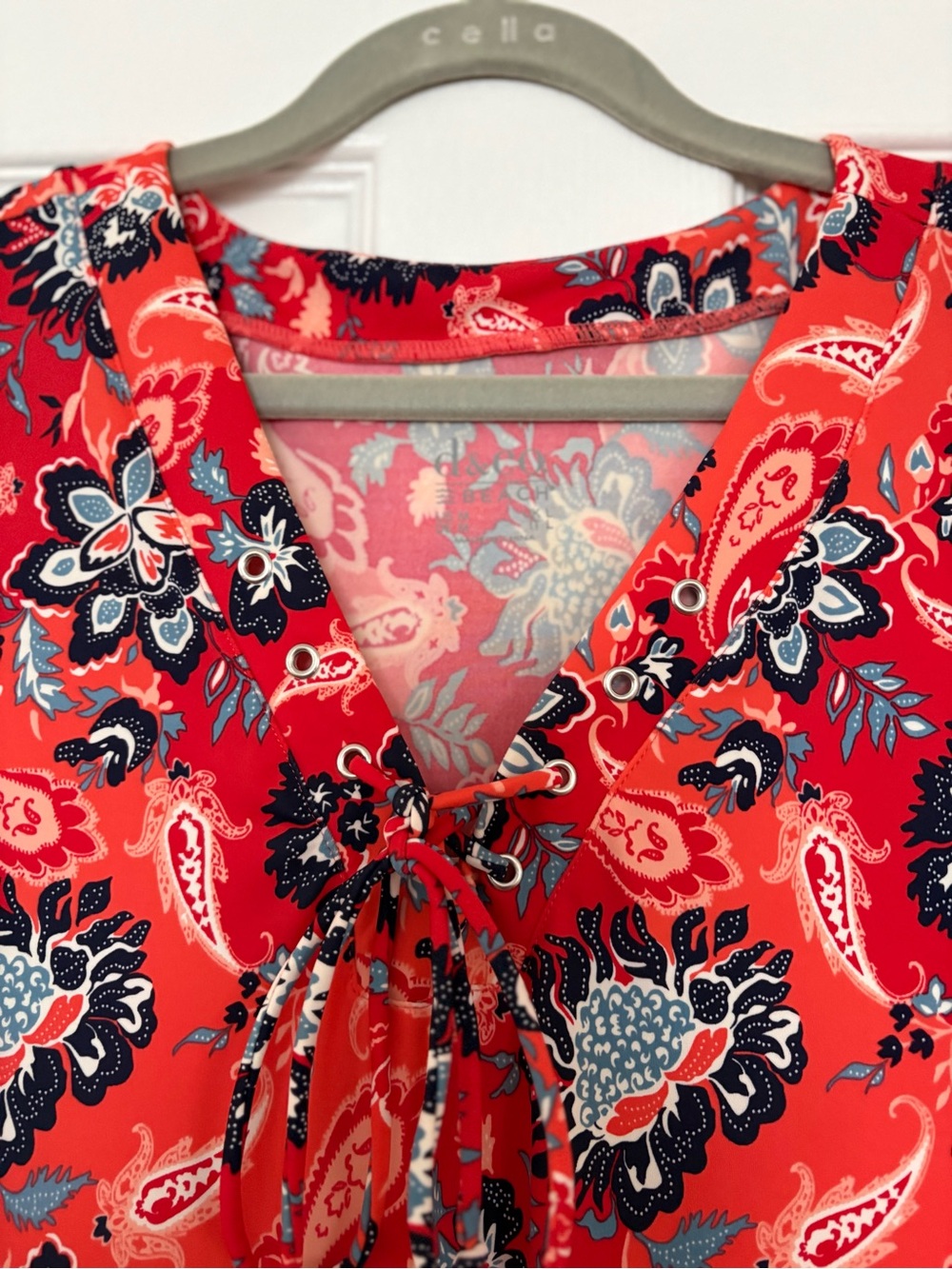 Denim&Co Red Floral Paisley Midi Dress - Picture 2 of 4